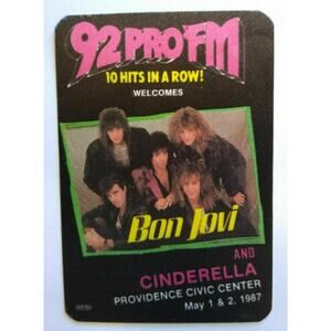 Bon Jovi Cinderella Backstage Concert Pass Original 1987 Hard Rock Music Vintage